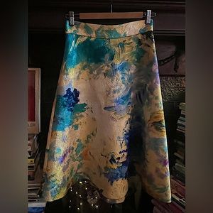 Brocade watercolor midi skirt